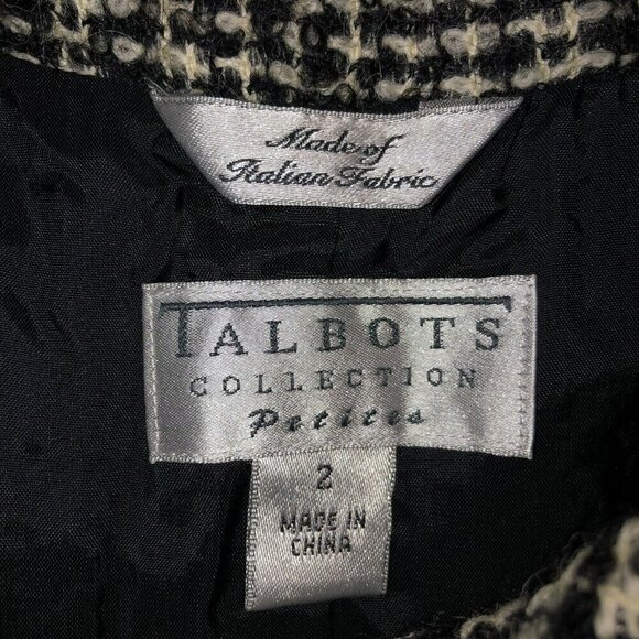 Talbots Collection Size 2 Black White Plaid Tweed Alpaca Blend Blazer Jacket - Picture 8 of 10